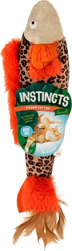 Miniatura 2 de SmartyKat Instincts HappyNip Fin Frenzy Fish Kicker Crinkle Juguete de Peluche para Gatos, Contiene Hierba Gatera y Silvervine - Naranja/Beige
