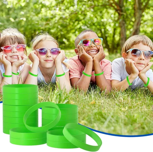 Miniatura 4 de 120 pulseras de goma de silicona verde unisex para equipos deportivos, juegos de fiesta, moda para el día de San Patricio, decoración de pulseras