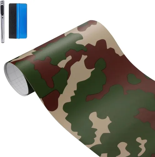 Miniatura 19 de LZLRUN Rollo de Película de Vinilo Adhesivo de Camuflaje para Automóvil Camuflaje Nieve Ártica Calcomanía Adhesiva para Consola de Automóvil