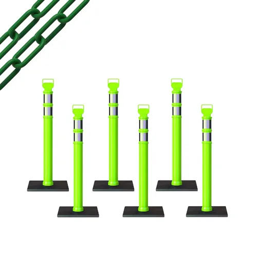 Miniatura 57 de Trafford Industrial - Paquete de 6 postes de delineador de 45 pulgadas, collares reflectantes de 3 pulgadas, base de goma de 10 libras
