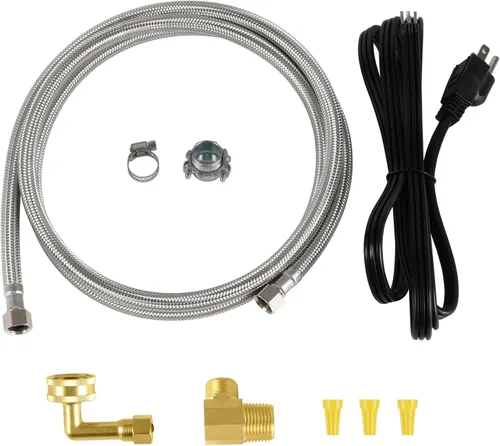 EFIELD Kit de instalación para lavavajillas, manguera de suministro de acero inoxidable de 6 pies, adaptador de compresión de 3/8 pulgadas x 3/8
