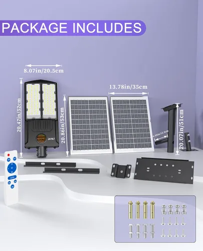 Miniatura 6 de JAYNLT Y-10000W Luces de calle solares para exteriores, 750000LM 6500K Luces brillantes de estacionamiento comercial, Luces de inundación divididas