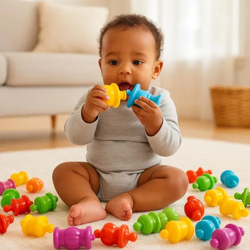 Miniatura 7 de Constructive Playthings Juego de cuentas coloridas para niños y niños pequeños a partir de 1 año, juego de juguetes STEM para desarrollar artes