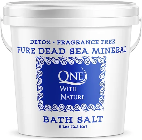 One With Nature Sal del Mar Muerto 100% Pura para Baño, 5 libras Sin Fragancia. La Sal del Mar Muerto es Rica en Minerales Esenciales, Como