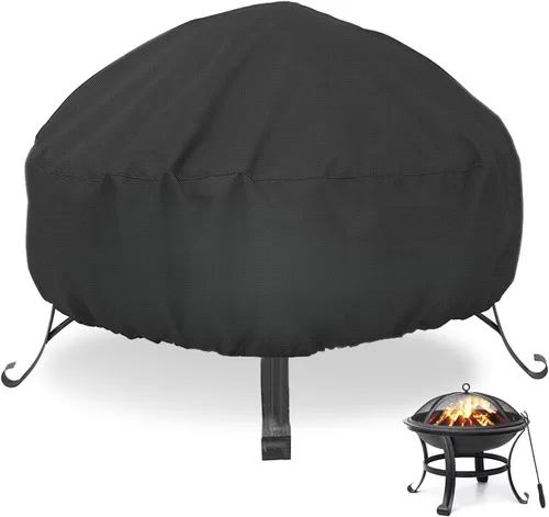 Miniatura 8 de LBTING Cubierta para hoguera, cubierta de 32 pulgadas para hoguera cuadrada de 28-32 pulgadas, impermeable, resistente al viento, a prueba de polvo