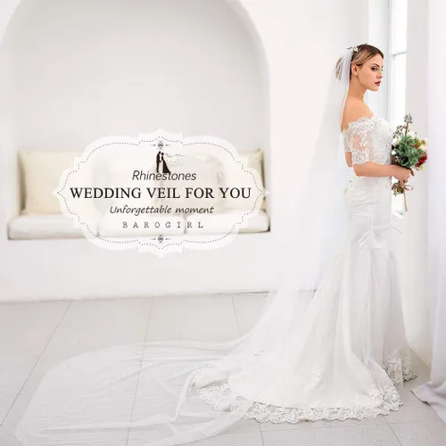 Miniatura 5 de BAROGIRL - Peine para velo de novia con diseño de velo de catedral de novia de 1 nivel diseño de diamantes de imitación de boda para novias 118 in