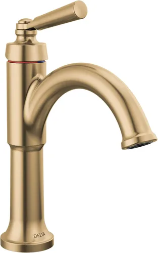 Delta Faucet Saylor - Grifo de baño de un solo agujero, grifo de baño dorado, grifo de lavabo de baño de una sola manija, tecnología de sello de