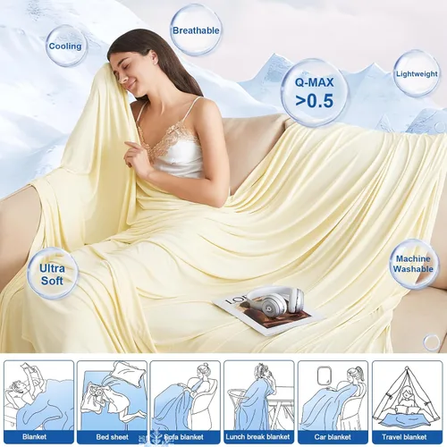 Miniatura 3 de PHF Manta Reversible de Doble Enfriamiento Tamaño Throw, Suave Arc-Chill Q-Max>0.5 Delgada de Verano de Una Sola Capa para Personas que Duermen