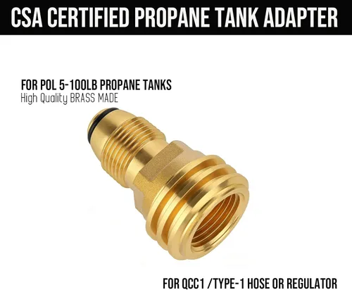 Miniatura 2 de BeeGo Adaptador de tanque de propano POL a QCC1/tipo 1, antiguo a nuevo, adaptador de tanque de propano que convierte la válvula de servicio