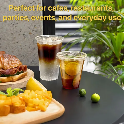 Miniatura 8 de Plastic Clear Cups [12 oz] with Lids and Straws [10 Set] Disposable Cold Beverage Drinking Iced Coffee Water Juice Tea Party Travel Cafe School