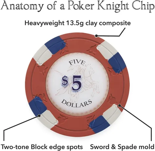 Miniatura 4 de Claysmith Gaming Paquete de 50 fichas de póquer Poker Knights, compuesto de arcilla pesada de 0.48 oz