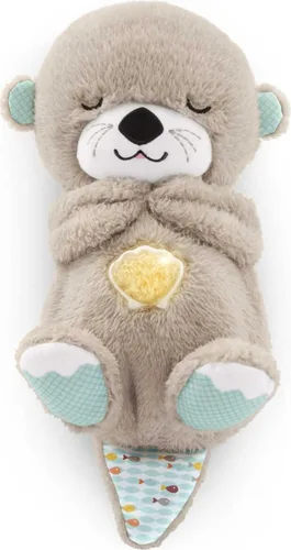 Fisher-Price Juguete para bebé Soothe 'n Snuggle Otter - Máquina de sonido portátil de felpa con luces musicales y movimiento de respiración para