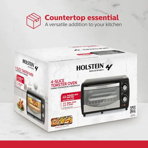 Miniatura 8 de Holstein Housewares Horno Tostador de Mostrador de 4 Rebanadas con Temporizador de 60 Minutos Incluye Bandeja y Rejilla de Alambre, Perfecto