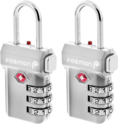 Miniatura 20 de Fosmon Cerraduras de equipaje aceptadas por la TSA, indicador de alerta abierta Fosmon de 3 dígitos con combinación de códigos de candado, cuerpo