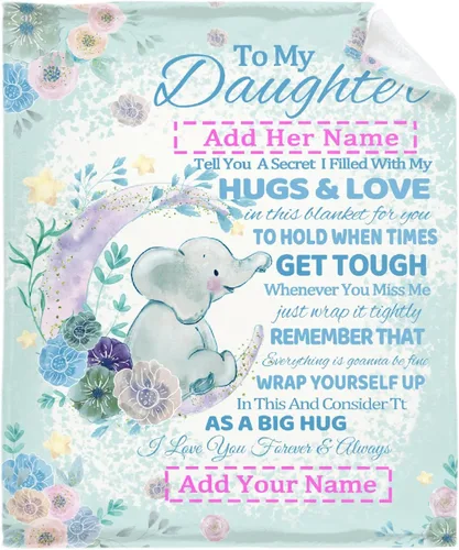 Miniatura 11 de Manta personalizada para mi hija de mamá y papá 40x50 pulgadas, manta ligera de franela, regalo con nombre personalizado, manta súper suave y cómoda