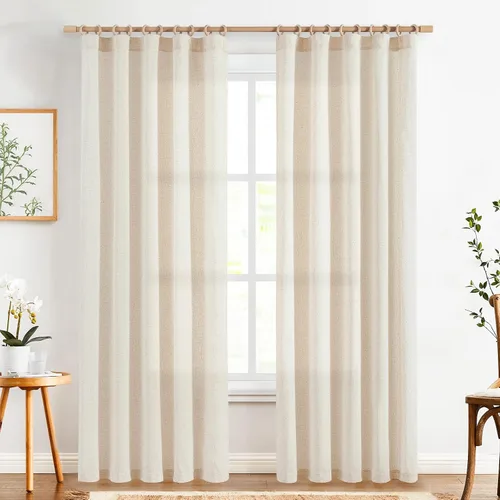 Miniatura 64 de JINCHAN Cortinas de lino de 108 pulgadas de largo, juego de 2 paneles, cortinas de ventana para sala de estar y dormitorio, cortinas