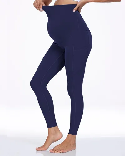 Miniatura 15 de WHOUARE Leggings de maternidad sobre el vientre con bolsillos para mujer, cintura alta, entrenamiento, pantalones de yoga