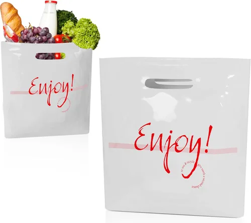 Bolsas de compras de HDPE con mango troquelado APQ Blanco