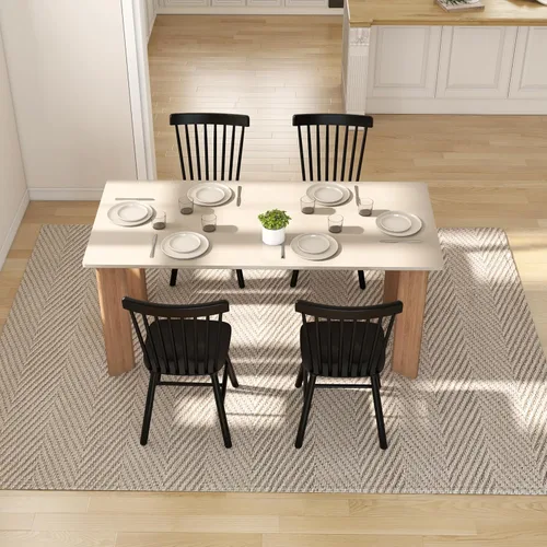 Miniatura 6 de Juego de 4 sillas de comedor Windsor, sillas de cocina de estilo granja con respaldo de vástago, sillas laterales de madera maciza sin brazos