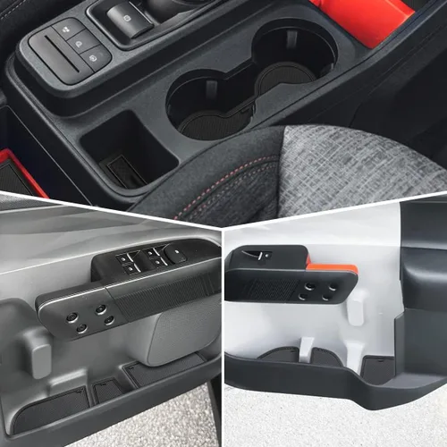 Miniatura 9 de Auovo Inserto para Portavasos Compatible con Accesorios Ford Maverick 2022 2023 2024 2025 Forros para Portavasos de Consola Central Forros para Negro