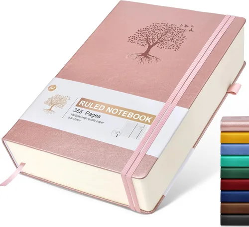 Miniatura 25 de Cuaderno Diario con Líneas - 365 Páginas A5 Cuaderno Grueso para Escribir para Hombres y Mujeres, Cuaderno con Rayas Universitarias, Diario de Cuero