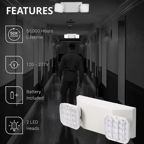 Miniatura 2 de LED Emergency Lights with Battery Backup 6 Pack, Commercial Emergency Lights Fixture Two Head Adjustable, Hardwired Emergency Light for Business