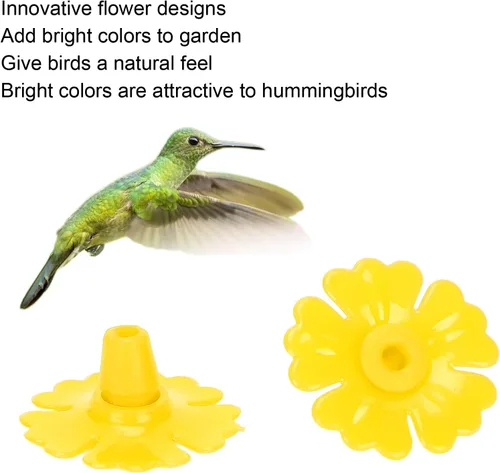 Miniatura 2 de 30 flores de repuesto para comederos de colibríes, piezas de repuesto para comederos colgantes, comederos de plástico para colibríes se adaptan a