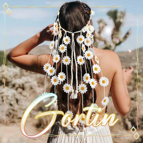 Miniatura 6 de GORTIN Diadema de girasol iluminada con flores de margarita, accesorios para el cabello hippie bohemio para mujer