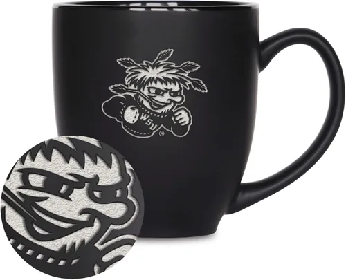 Miniatura 172 de Rico Industries - Taza de cerámica mate negra con grabado láser estándar de 15oz para NCAA (escuelas T & U) - Para bebidas calientes o frías