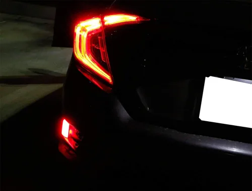 Miniatura 8 de iJDMTOY Luces LED de reflector para parachoques de lente roja 54-SMD Compatible con Honda Civic Sedán/Coupé 2016-2021, función como luces de cola