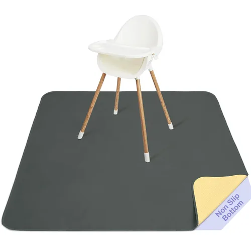 Miniatura 15 de Basumee Alfombrilla de salpicaduras para silla de bebé, impermeable, tapete de juego para debajo de la silla alta, tapete para atrapar alimentos