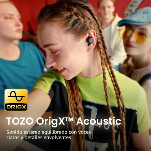 Miniatura 3 de TOZO Auriculares inalámbricos A1 Bluetooth 5.3 de peso ligero en el oído IPX5 Auriculares impermeables 2 micrófonos para llamadas AI, auriculares