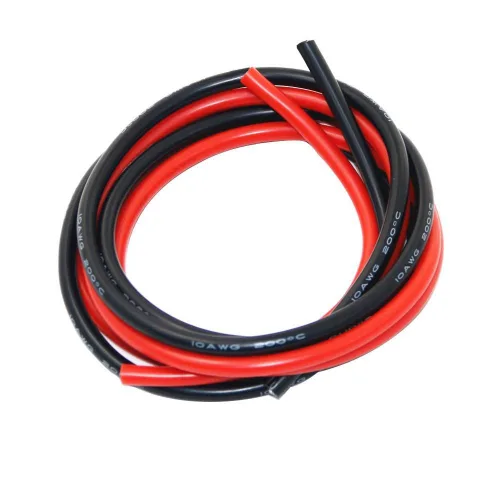 BNTECHGO cable de caucho de silicona calibre 10 de 20 pies [10 pies negros y 10 pies rojos] 600 voltios, 200 grados centígrados, resistente a altas