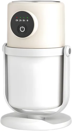 Mini humidificador USB de escritorio, 9.5 fl oz, portátil de doble pulverización, humidificador de plantas beige, con luz nocturna cálida,