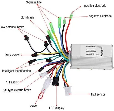 Miniatura 2 de Controlador de scooter eléctrico, controlador de motor sin escobillas, 36V-48V 250W-350W con pantalla de palanca de cambios