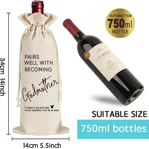 Miniatura 8 de EST 2026 - Regalos de copa de vino para madrina para mujeres, regalo de madrina por primera vez, regalo de anuncio de embarazo, regalos de bautismo