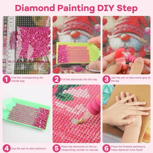 Miniatura 7 de NAIMOER Kits de arte de diamantes para el día de San Valentín para adultos principiantes, kit de pintura de diamantes de gnomos 5D, arte de gemas