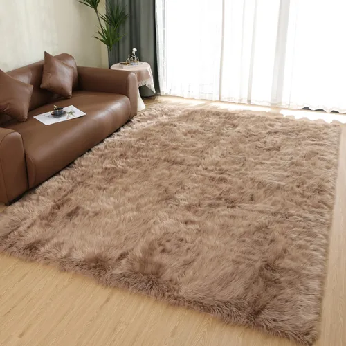 Miniatura 137 de Latepis - Tapete rectangular de piel sintética tipo lana de oveja suave, esponjosa y lavable para sala de estar, dormitorio, sala de juegos o Blanco