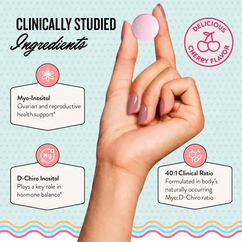 Miniatura 3 de Comprimidos masticables de inositol puro Legendairy Milk - Suplemento de mio-inositol y D-chiro para equilibrio hormonal y apoyo a la fertilidad