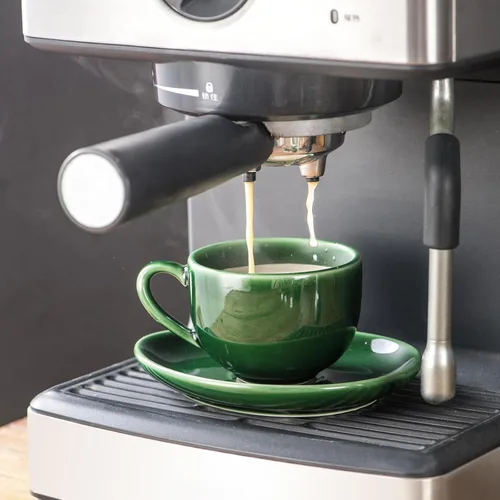 Miniatura 6 de vicrays Tazas de café espresso de cerámica, juego de tazas de café expreso de porcelana de 4 onzas con platillos cucharas y soporte de metal
