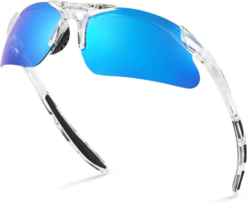 Miniatura 36 de Gafas de sol deportivas polarizadas para niños y niñas, gafas de béisbol y sóftbol, montura TR90 Negro Espejo azul hielo