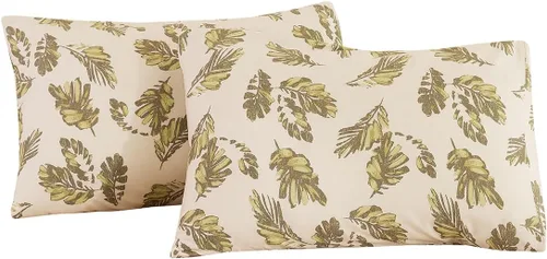 Miniatura 16 de ECOCOTT Floral Pillowcases Standard Size Set of 2, 100% Washed Cotton Pillow Cases with Envelope Closure, Beige Botanical Wildflower Printed Pillow
