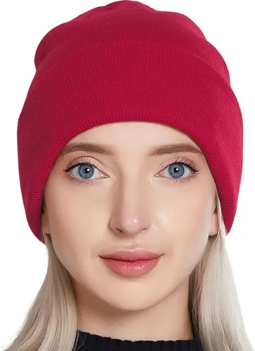 Miniatura 2 de Muryobao Paquete de 2 gorros de punto cálidos para mujer de invierno suaves elásticos para clima frío