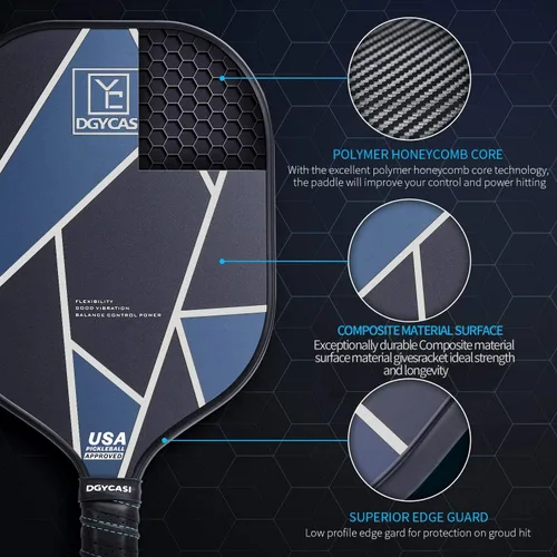 Miniatura 2 de YC DGYCASI Pickleball Paddles Set of 2, USAPA Approved Carbon Fiber Pickleball Set, Lightweight Pickle Ball Rackets 2 Pack, 2 Outdoor Pickleball, 2