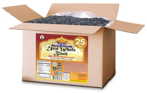 Miniatura 5 de Rani Urid/Urad Entero Negro (frijoles mate con piel) Lentejas indias 400oz (25 libras) Caja a granel de 25.0 lbs ~ Todo natural Apto para gluten