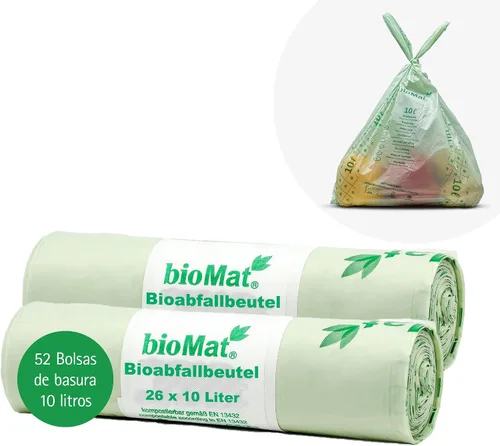 Miniatura 13 de bioMat Bolsas de basura compostables de 2.6 galones, 125 unidades, bolsas de basura pequeñas y planas para cocina, con certificación BPI, CMA y OK