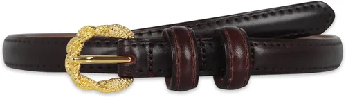Miniatura 132 de Cinturón de cuero clásico con hebilla de metal para mujer con vestido de jeans