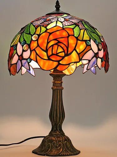 Miniatura 15 de KY&BOSAM Lámpara de Mesa Celta Irlandesa Tiffany Estilo Trébol Lámpara de Escritorio Luz Nocturna de Vidrio Emplomado 14 Pulgadas de Alto 8 Pulgadas