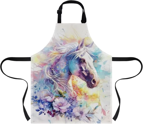 Miniatura 32 de doginthehole Delantal para niños con bolsillo para niños y niñas, delantales de chef ajustables con 2 bolsillos para cocinar, pintar