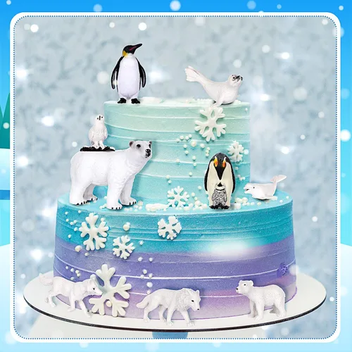 Miniatura 6 de 19 piezas de conjunto de figuras de animales árticos, diorama de hábitat de animales árticos, figuras de animales polares, osos polares, pingüinos